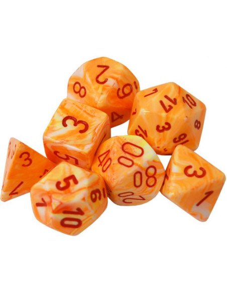 Dados Festive Sunburst/red Chessex - Set de 7 dados poliédricos - 27453